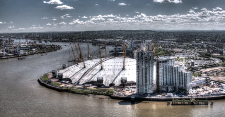 A photo of the Millennium Dome taken from in the air